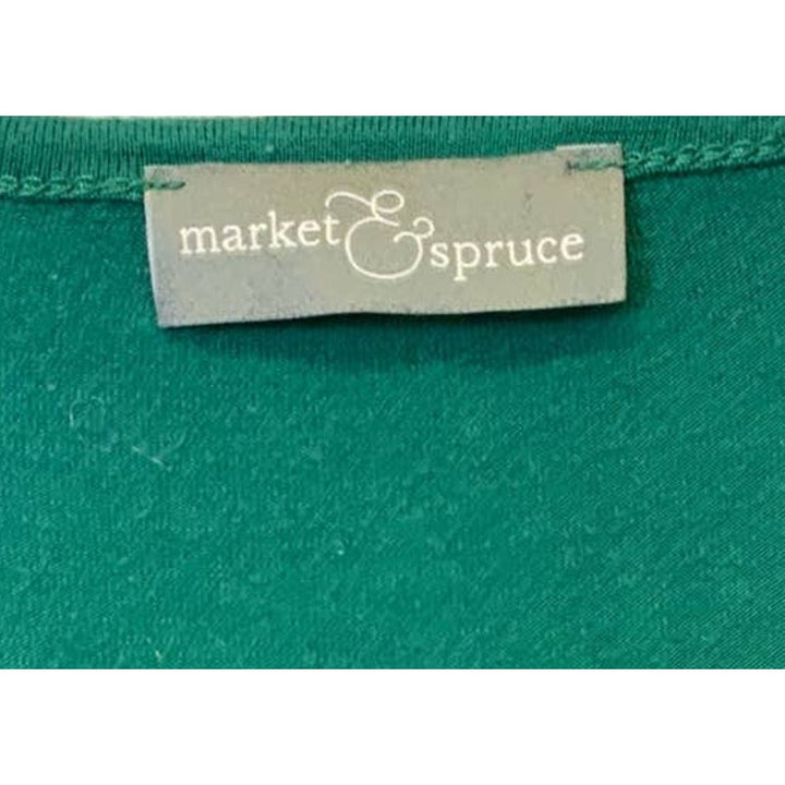 Market &amp; Spruce Medium Ruched Tab Sleeve Boho Print Hi Low Long Blouse Top