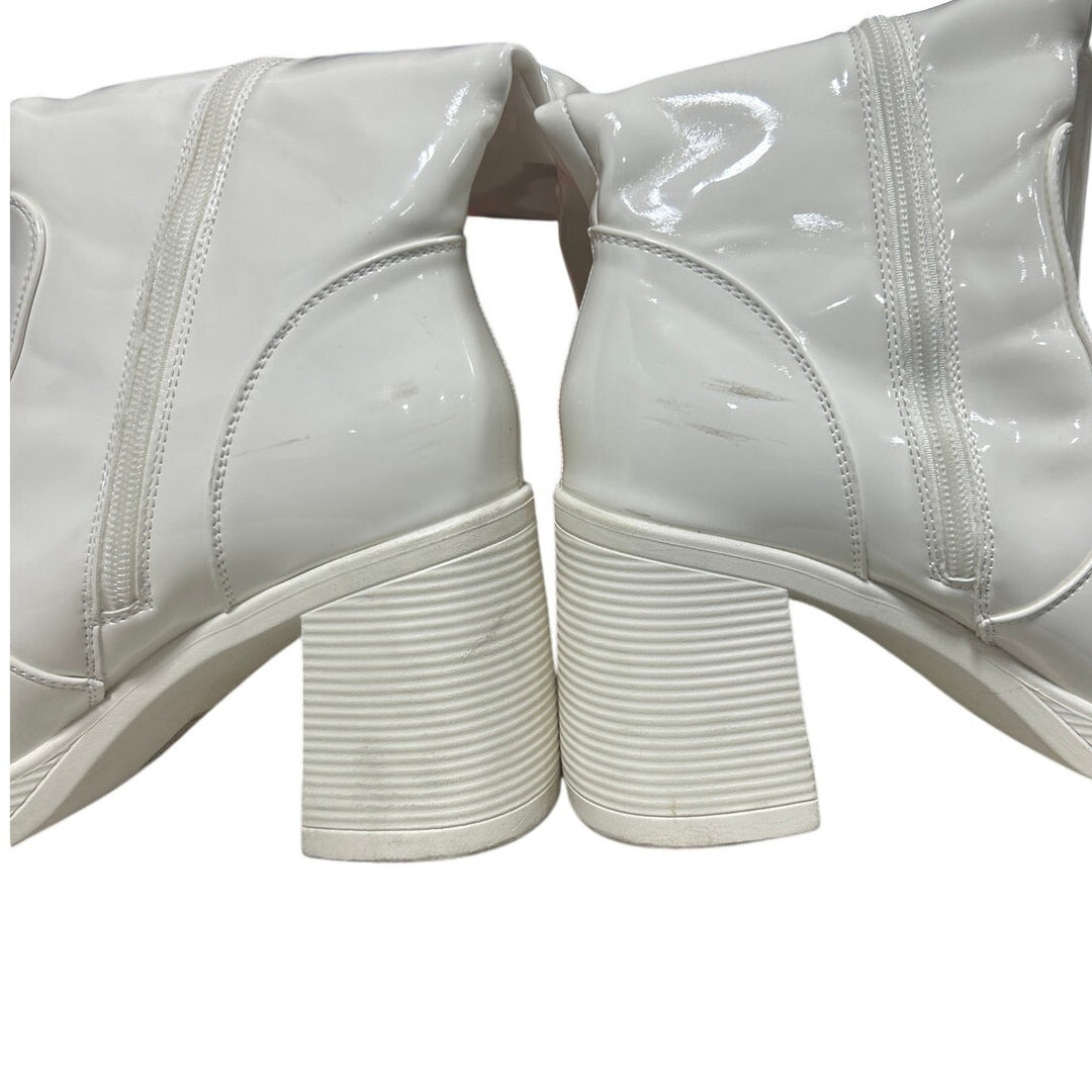 Dream Pairs Womens Size 9.5 White 3.5" Heel Knee High Boots Square Toe Shoes