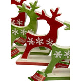 New Set of 5 Ceramic Red Green Snowflake Reindeer Christmas Home Table Decor