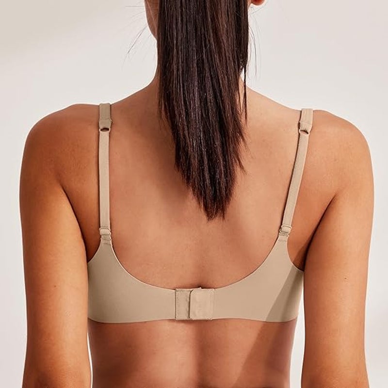 New Reoria Womens 40C Tan Teardrop No-Poke Push Up Underwire Plunge Bra