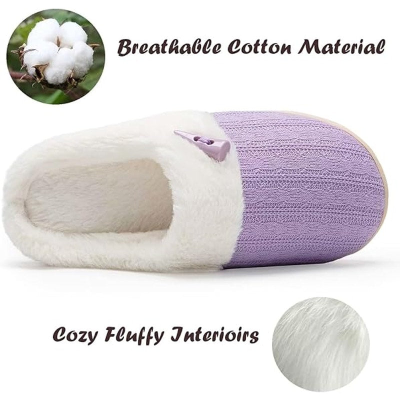 New NineCiFun Womens Size 10 Purple Slip On Fuzzy Memory Foam House Slippers