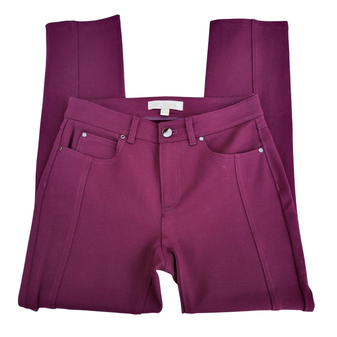 New Etcetera Womens Size 00 Burgundy Rayon Blend Stretch Belt Loop Jeggings