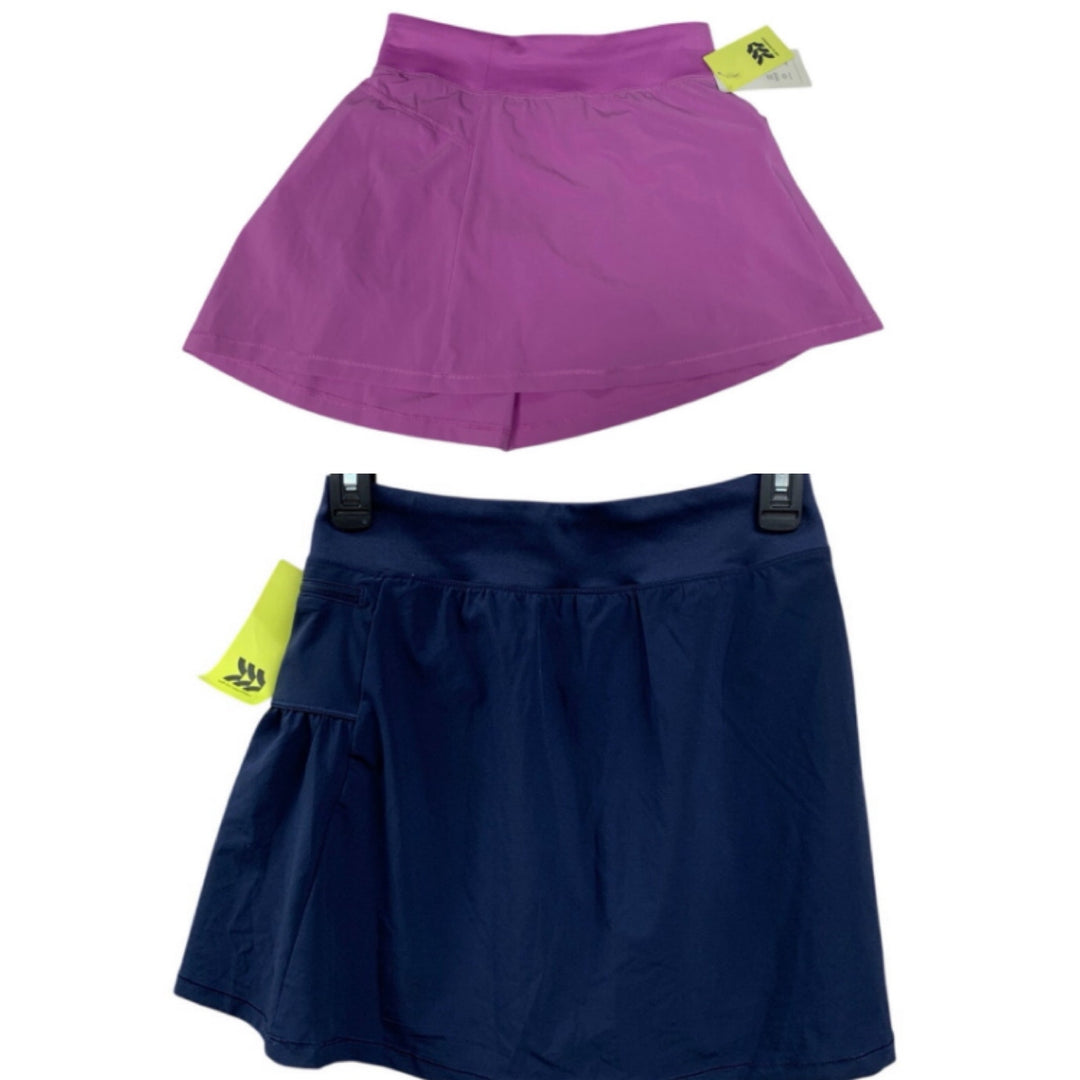 2 New All In Motion Girls Large 10/12 Athletic Comfort Waistband Knit Skorts