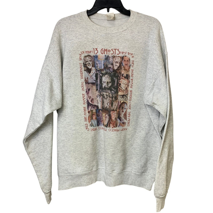 Hanes Mens Large Gray Heathered 13 Ghosts Movie Horror Long Sleeve Sweatshirt