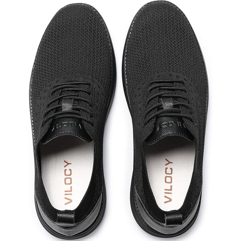 Vilocy Mens Size 10 Black Fabric Lace Up Casual Sneaker Oxford Comfort Shoes