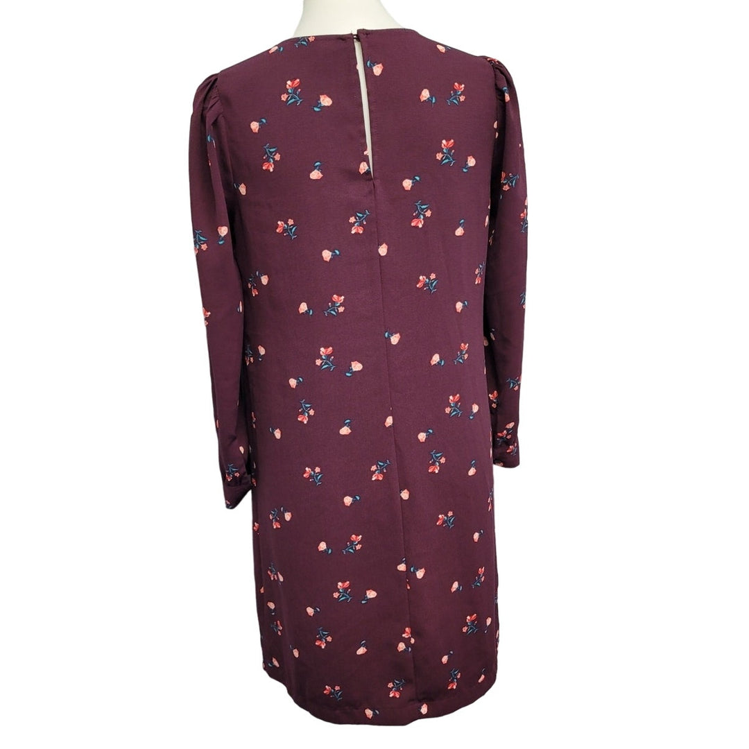 Old Navy Womens Small Long Sleeve Plum Floral 100% Polyester Sheath Dress