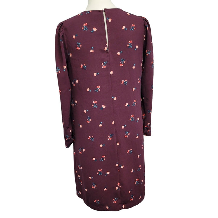 Old Navy Womens Small Long Sleeve Plum Floral 100% Polyester Sheath Dress
