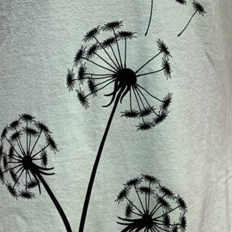 Hand Printed Upcycled Medium Dandelion Make a Wish 100% Cotton Short Sleeve Tee