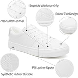 Adokoo Womens Size 7.5 White Faux Leather Classic Low Top Lace Up Sneaker Shoes