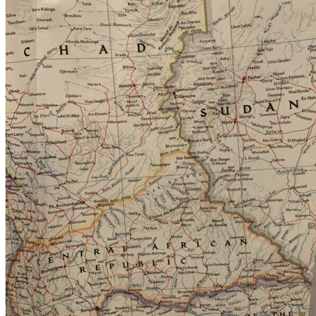 Vintage 1966 National Geographic Society Wall map of Northwestern Africa 19X25