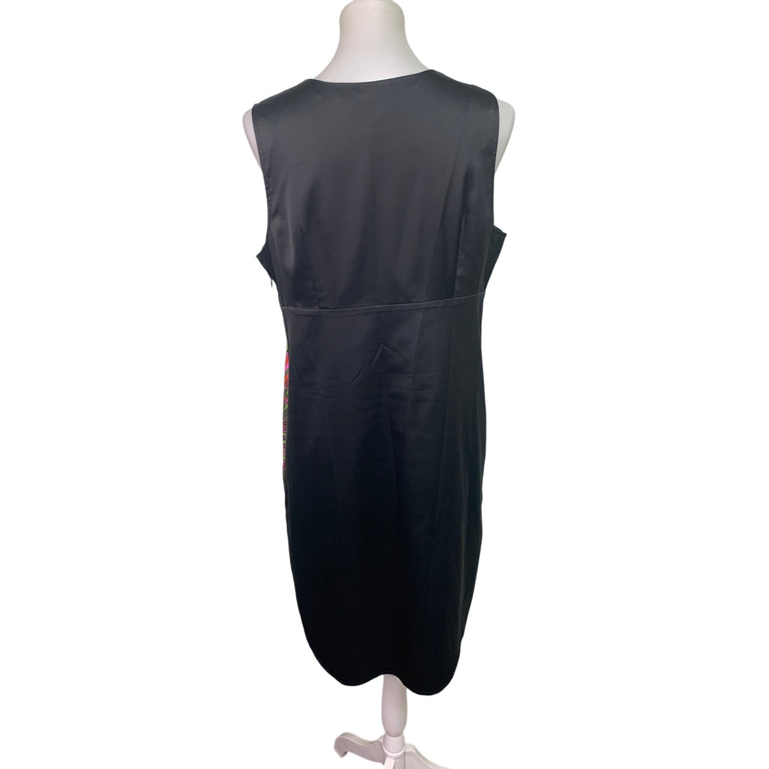 Axcess Liz Claiborne Womens Large Graphic Floral V-Neck Sleeveless Sheath Dress