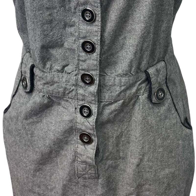 Gentle Fawn Medium Strappy Button Front Pin Up Midi Body Con Dress w Pockets