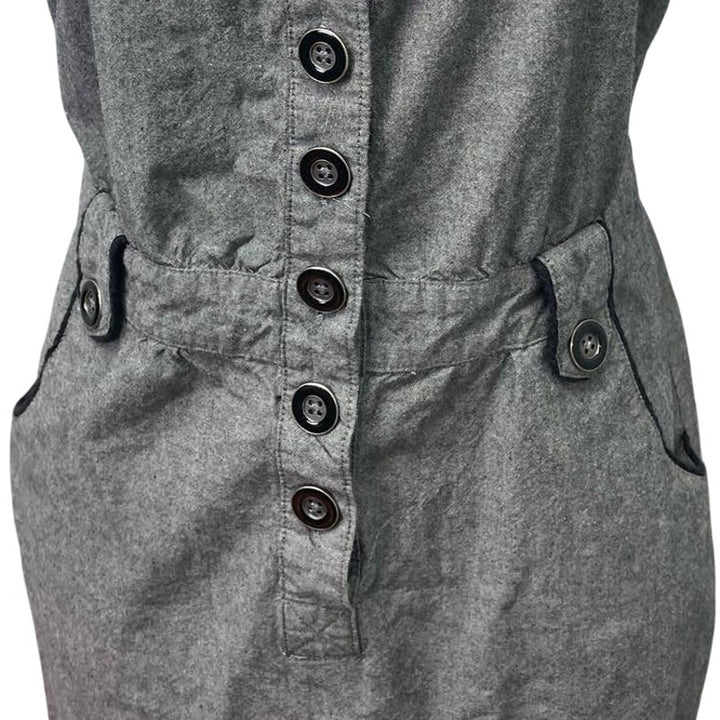 Gentle Fawn Medium Strappy Button Front Pin Up Midi Body Con Dress w Pockets