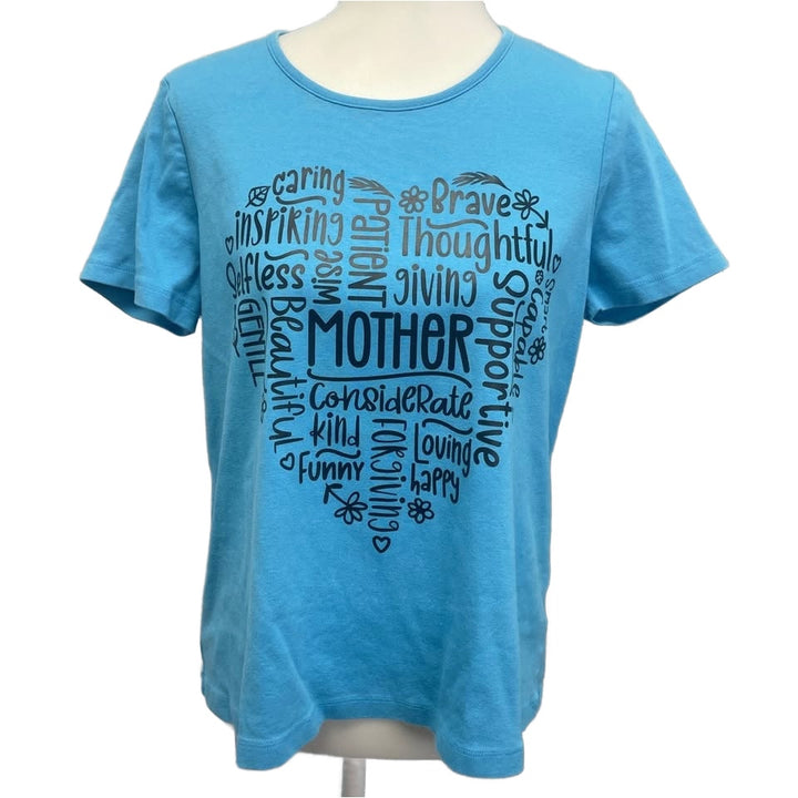 Hand Printed Upcycled Womens XXL Mothers Day Love Caring Happy Forgiving Tee