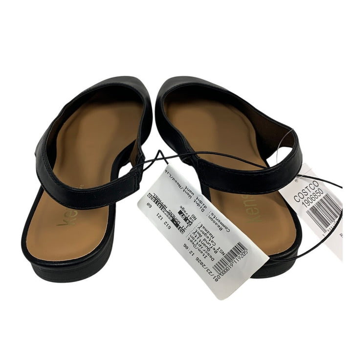 New Kensie Womens Size 7.5 Black Flats Sandal Closed Square Toe Slingback Shoes