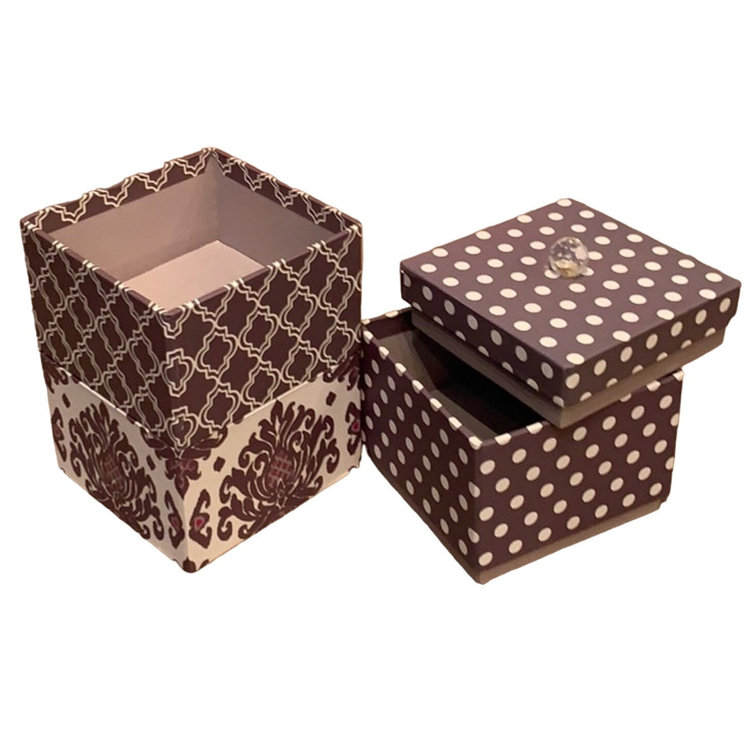 Shabby Chic Gray Polka Dot Floral TriCoastal Design 3-tier gift box crystal bead