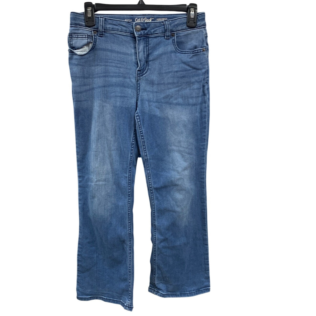 New Cat &amp; Jack Girls Size 12 Super Stretch Bootcut Medium Wash Denim Blue Jeans