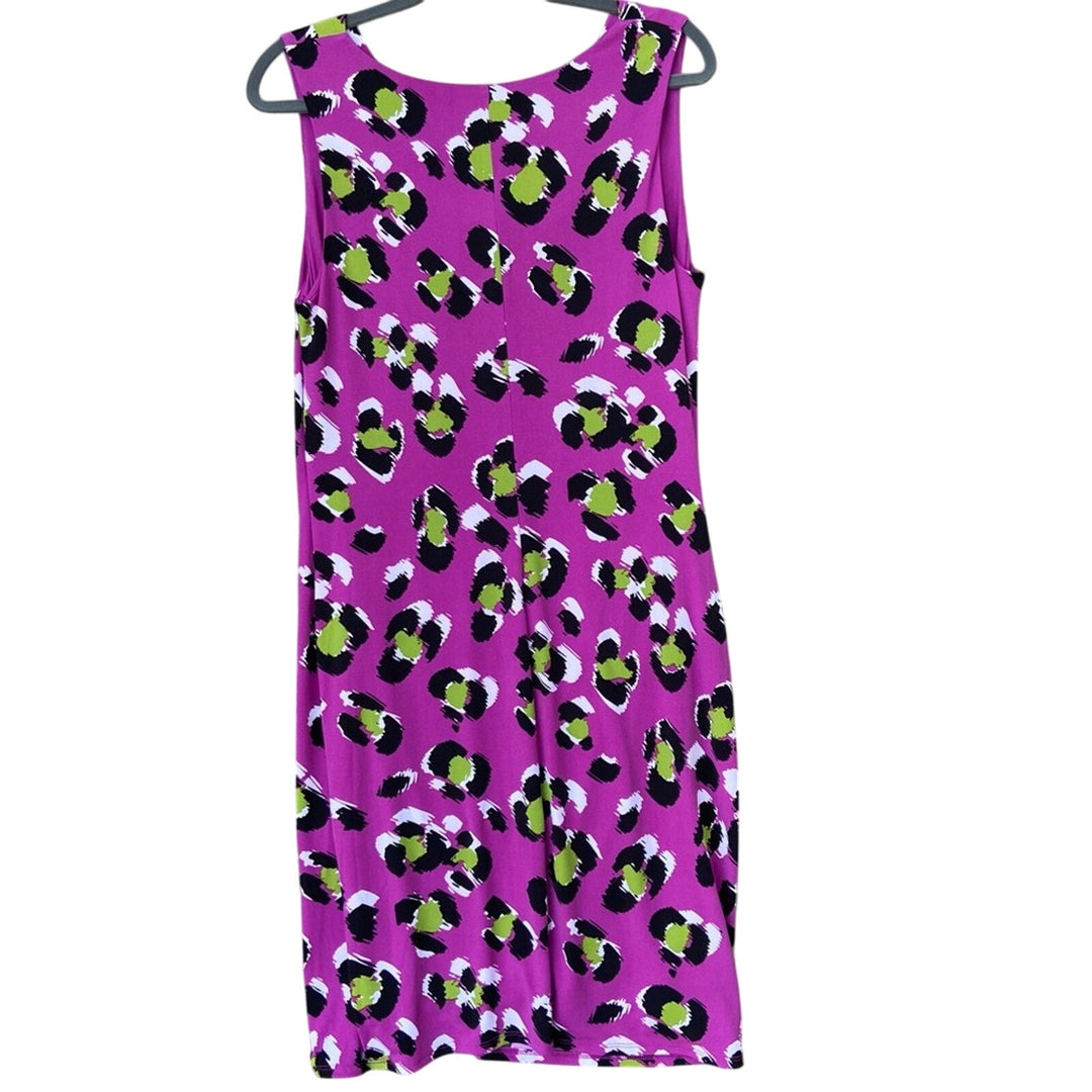 NWT New Worthington Womens Medium Cowl Neck Lined Leopard Print Sheath Dress