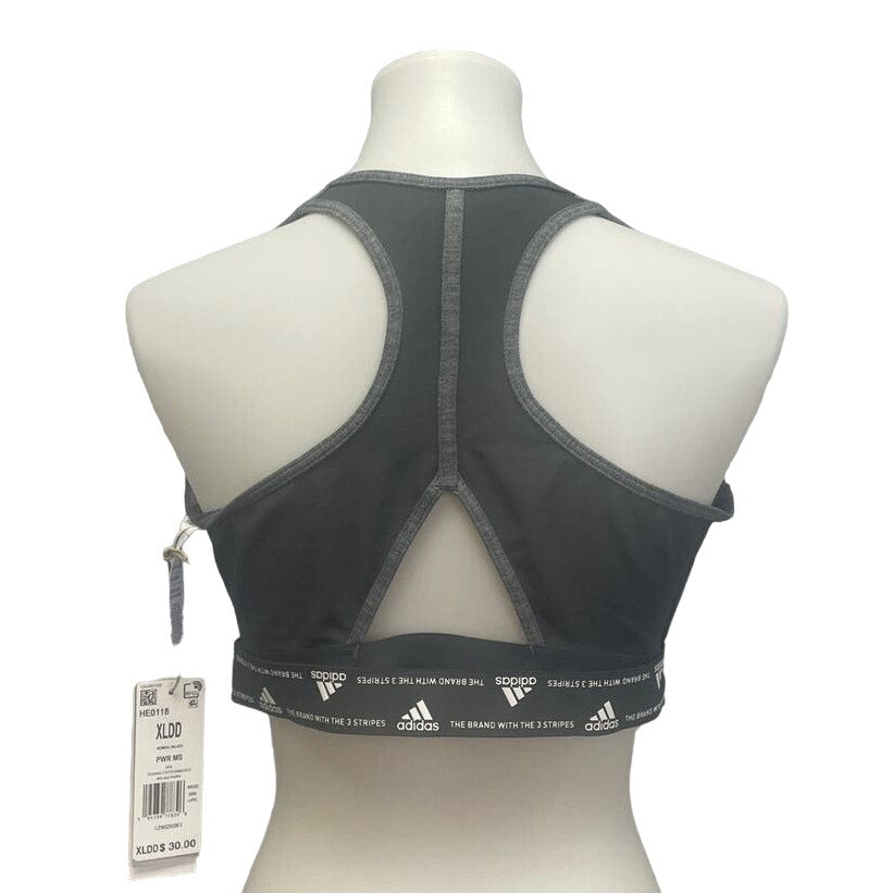 New Adidas XL 48DD Gray Medium Support Removeable Pads Training Sports Bra