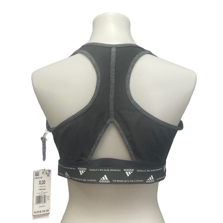New Adidas XL 48DD Gray Medium Support Removeable Pads Training Sports Bra