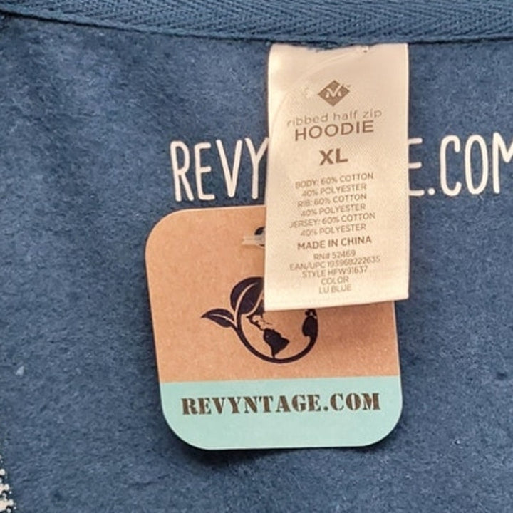 Hand Printed Upcycled Womens XL Cat Kitten Ribbed Half Zip Pullover Hoodie