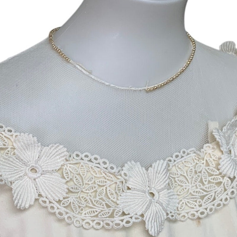 Vintage 1930s Womens Small Handmade Soft Cotton Lace Button Up Wedding Dress