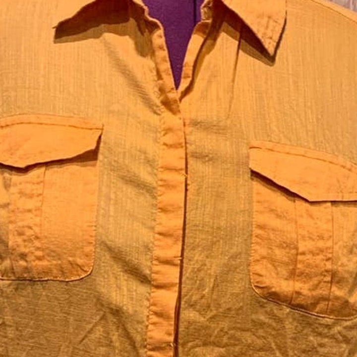Croft &amp; Barrow Woman 1X 3/4 Tabbed Sleeve 100% Cotton Button Down Shirt Blouse