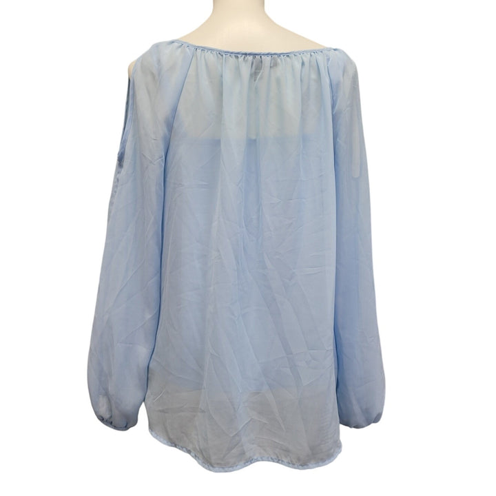 AB Studio Womens Large 2-Piece Cami w Long Sleeve Sheer Overlay Top Blouse