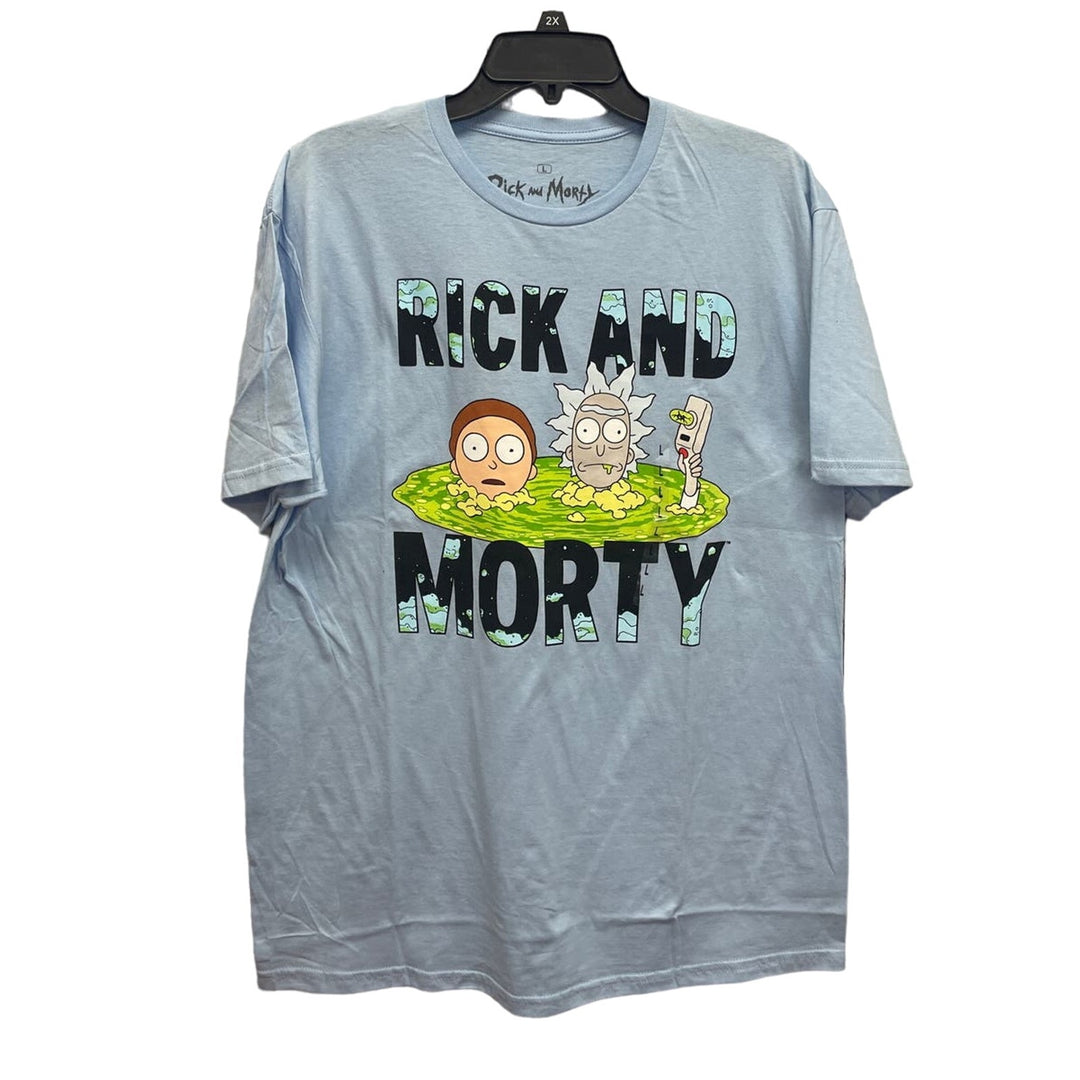 New 2023 Rick and Morty Mens 2XL 100% Cotton Crew Neck Short Sleeve Tee
