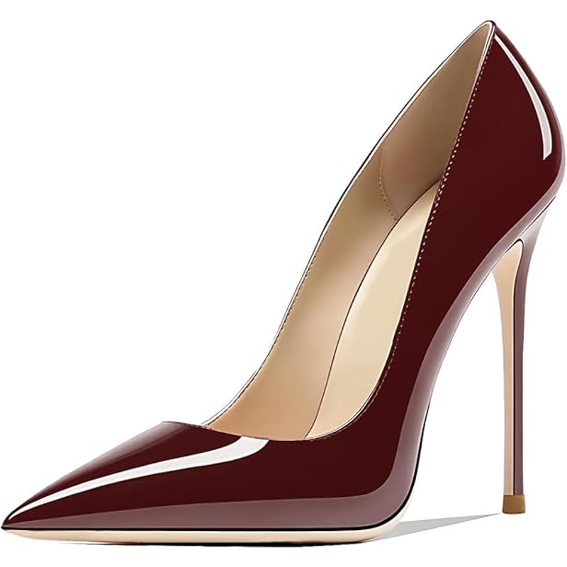 Qunvngutui Womens Size 11 Wine Red 5" High Heel Pointed Toe Stiletto Pumps Shoes
