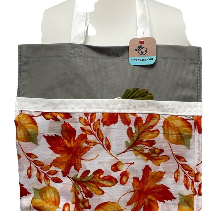 New Upcycled Fall Leaf Handsewn Double Handle Reuseable Shopper Tote Bag