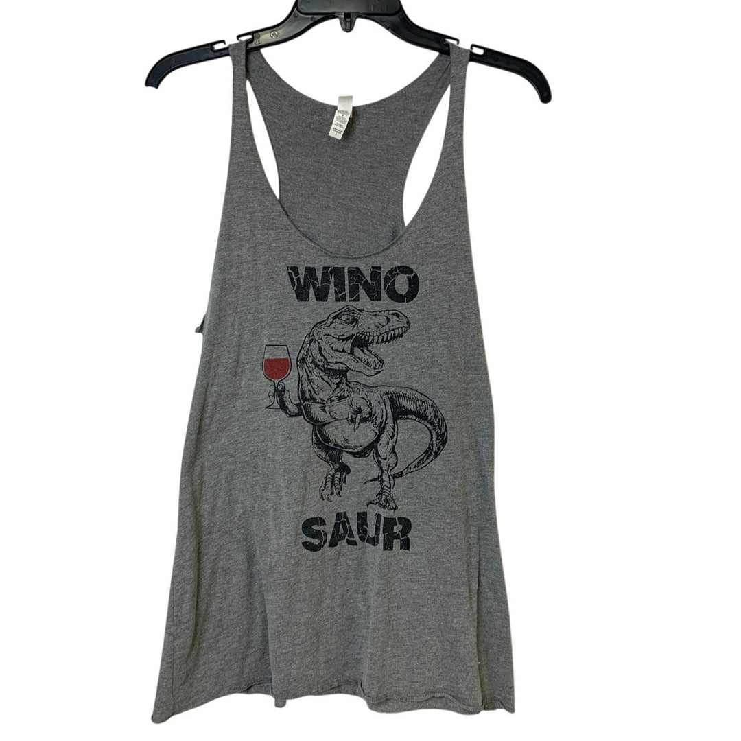 Bella + Canvas Womens Large Heathered Wino Saur T Rex Sleeveless Tank Top