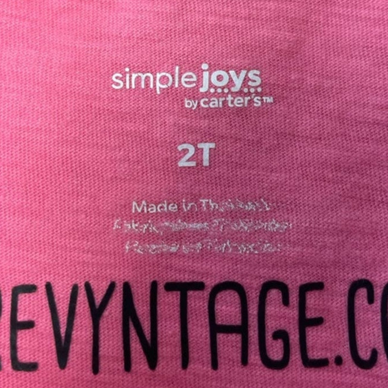Hand Printed Upcycled Girls 2T Dragonfly Short Sleeve Cotton Blend Crew Neck Tee