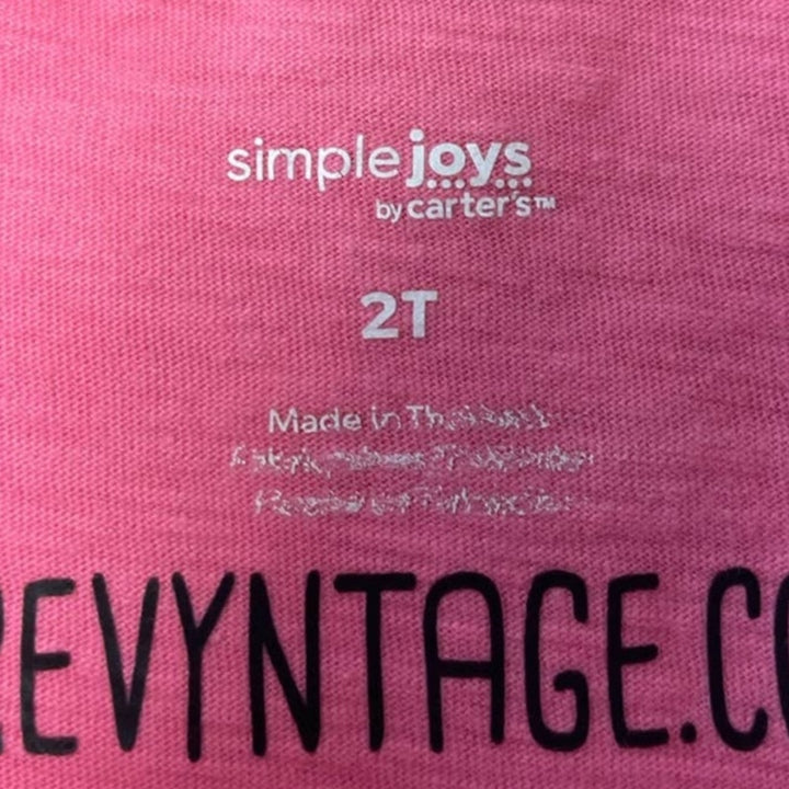 Hand Printed Upcycled Girls 2T Dragonfly Short Sleeve Cotton Blend Crew Neck Tee