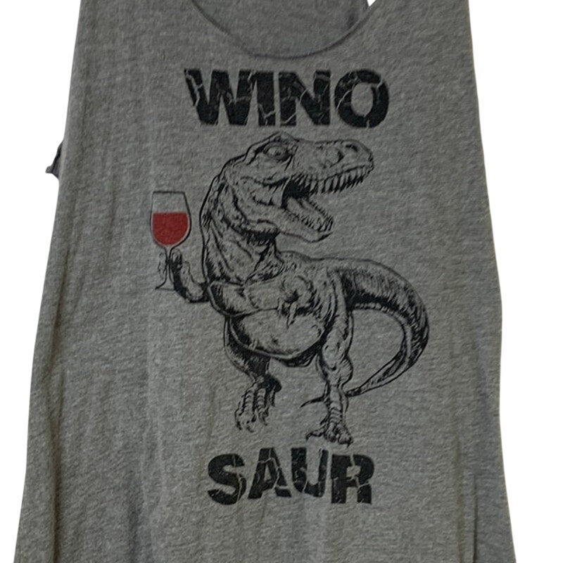 Bella + Canvas Womens Large Heathered Wino Saur T Rex Sleeveless Tank Top