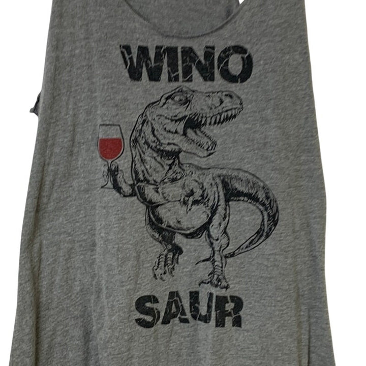 Bella + Canvas Womens Large Heathered Wino Saur T Rex Sleeveless Tank Top