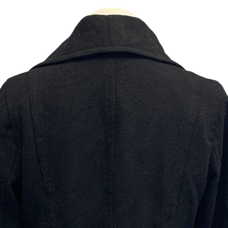 Old Navy Womens Medium Double Breasted Full Button Wool Blend Black Pea Coat