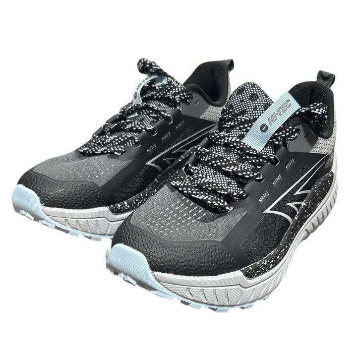 Hi-Tec Womens Size 6.5 Black Gray Spotted Lace Up Comfort Athletic Tennis Shoes
