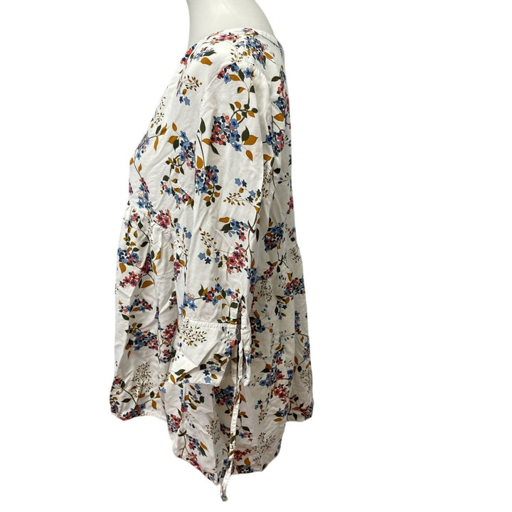 Motherhood Maternity Large 100% Rayon 3/4 Sleeve Flowy Floral Lightweight Blouse