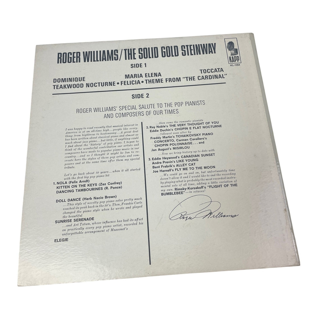 1964 Roger Williams The Solid Gold Steinway LP Vinyl Record w Life Story Book