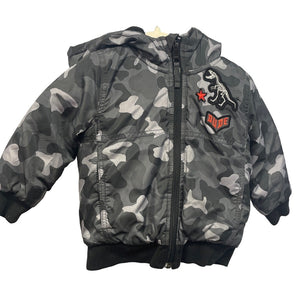 The Childrens Place Size 2T PolyAcrylic Camo Dinosaur Long Sleeve Lined Coat
