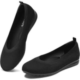 Zurin Womens 8 Black Breathable Fabric Slip On Closed Toe Flat Comfort Shoes