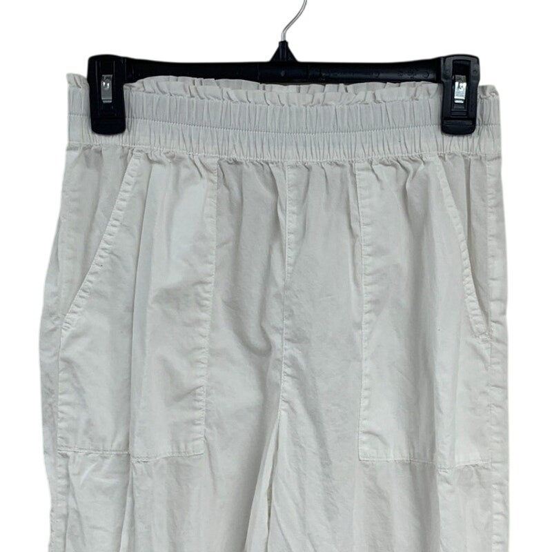 New Aerie Womens Small White Ruffled Elastic Paper Bag Waist Pants w Pockets