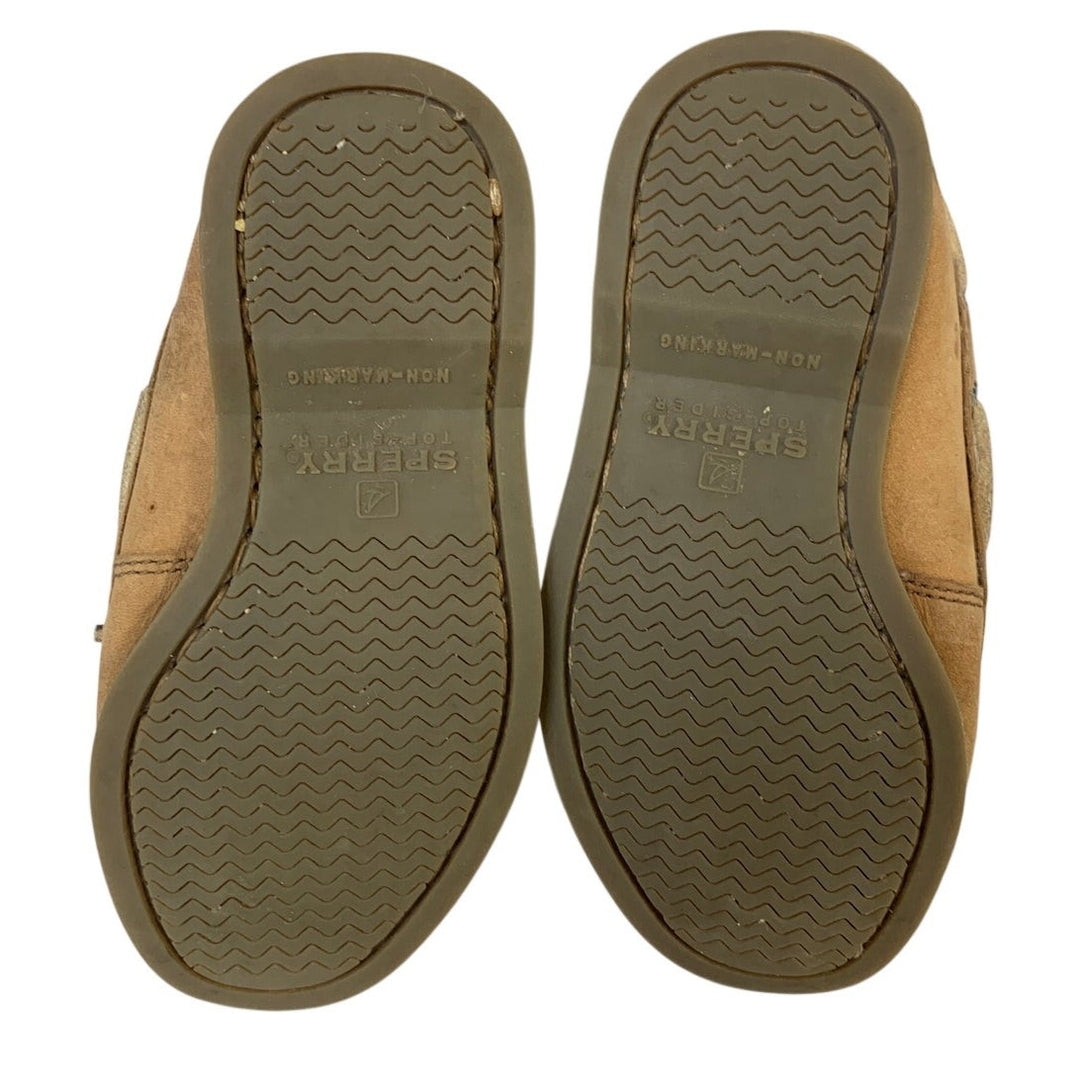 Sperry Topsider Toddler Boys Size 8 Tan Leather Slide On Boat Comfort Shoes