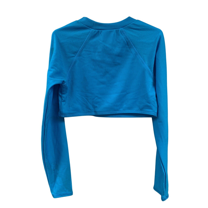 New Art Class Girls XL (14) Textured Stripe PolySpandex Long Sleeve Cropped Top
