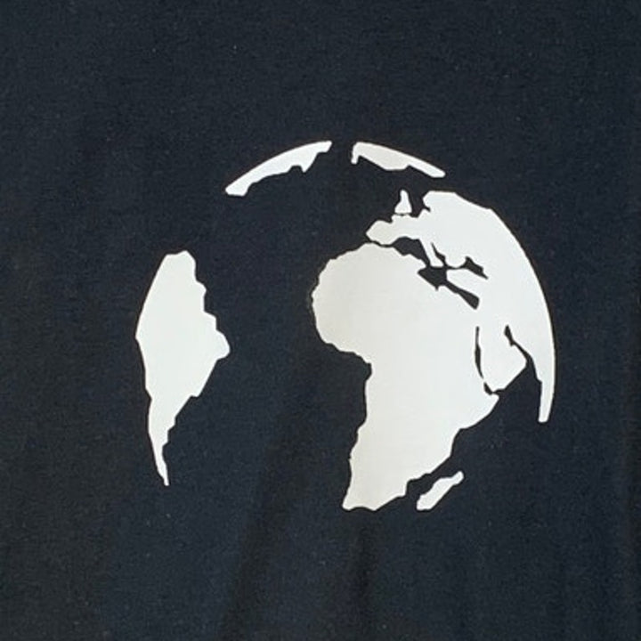 New Hand Printed Womens Small Black Save The Planet Earth Long Sleeve Tee Shirt