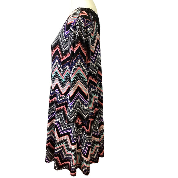 Derek Heart Womens Plus Size 2X Long Sleeve Chevron Stripe Scoop Neck Dress