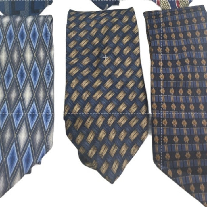 Lot of 6 Blue Brown Navy Geometric Diamond Vintage and Modern Mens Neck Ties
