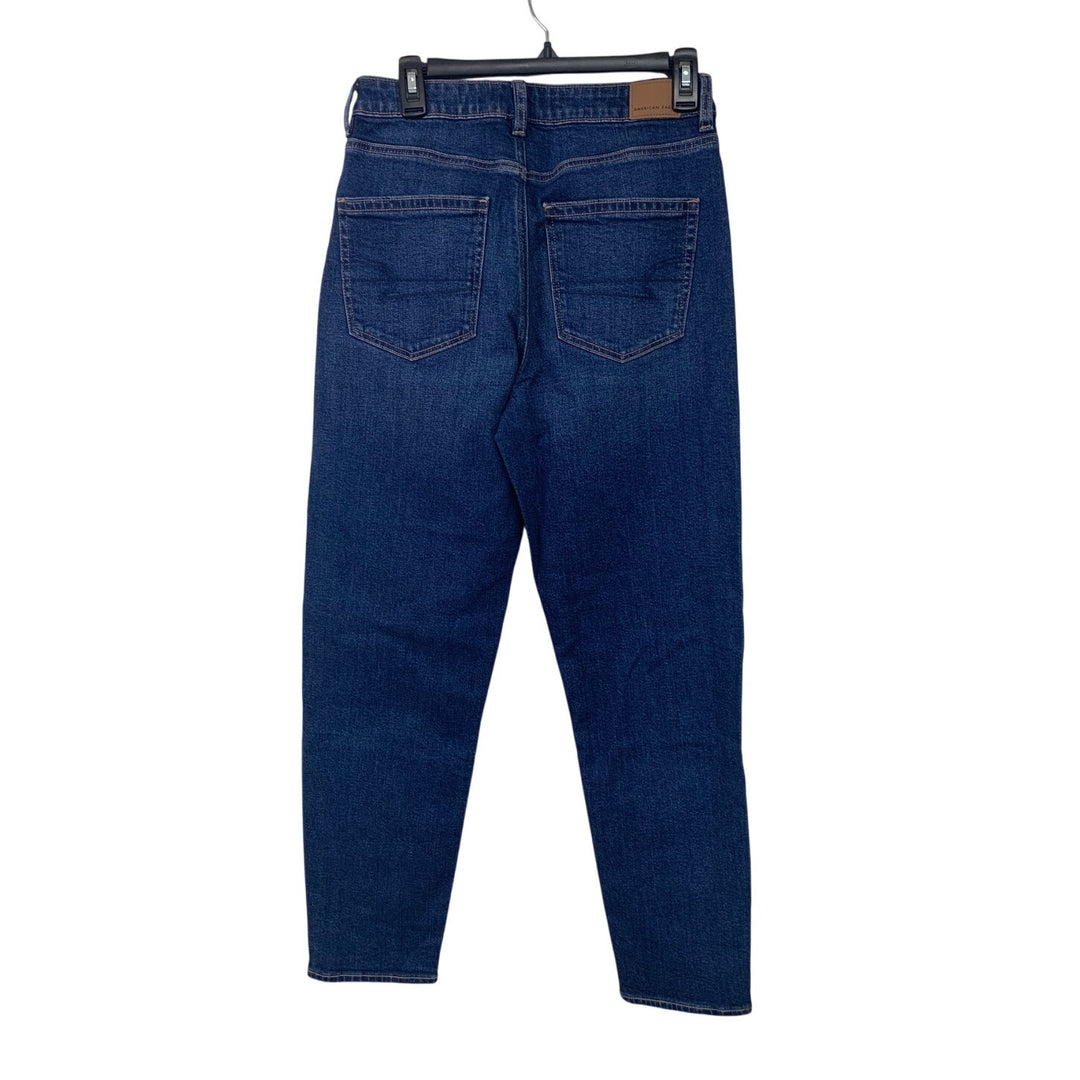 New American Eagle Womens Size 4 Long Cotton Blend Stretch Denim Blue Mom Jeans