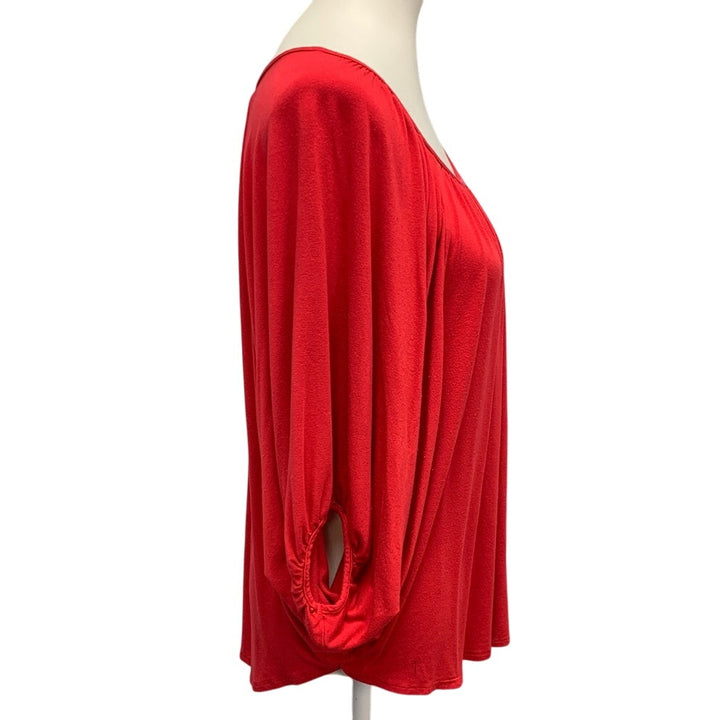 James &amp; Joy Womens Medium Elastic Wrist Long Sleeve Flowy Scoop Neck Top Blouse